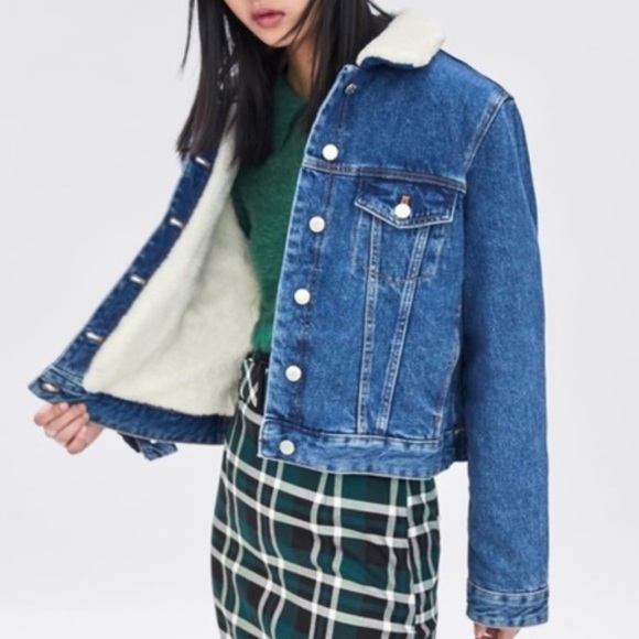 Zara TRF Fleece Lined Denim Jacket - Picture 8 of 10